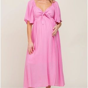 Pink maternity midi dress